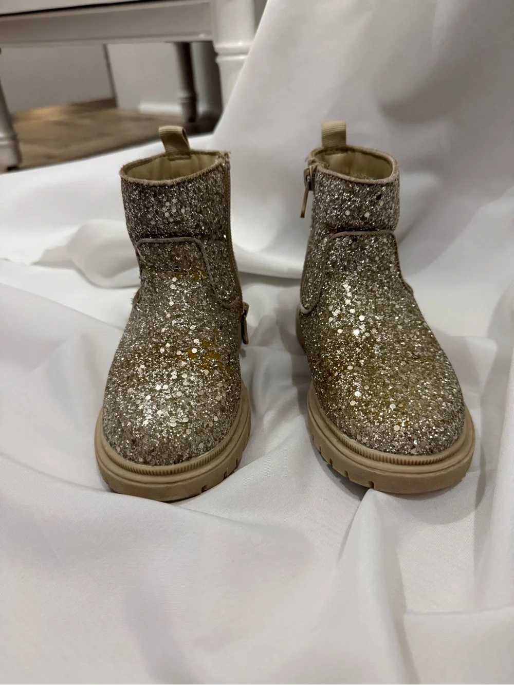Gold glitter toddler boots